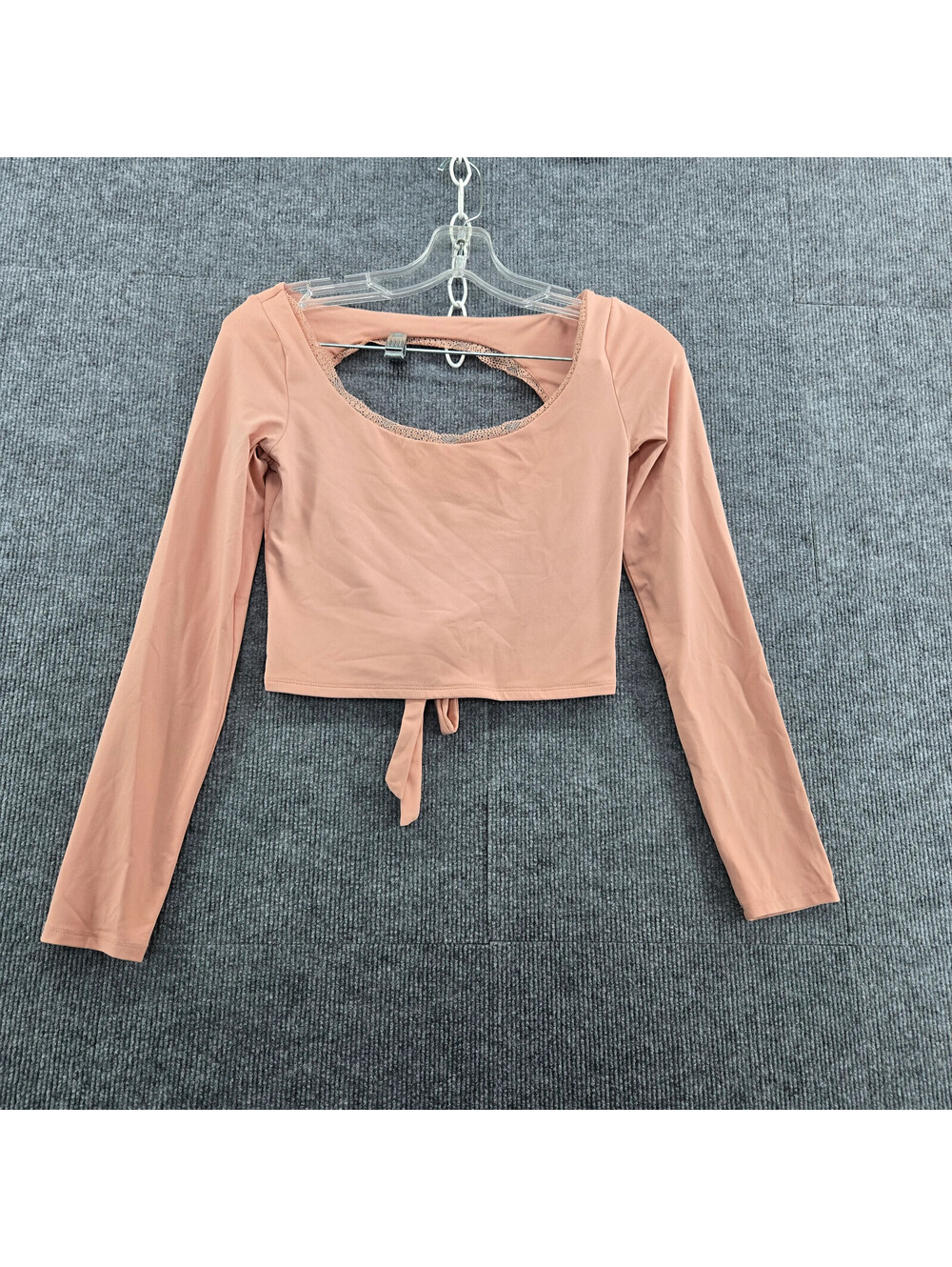 Women’s Pink Long Sleeve Tie-Back Crop Top Balletcore